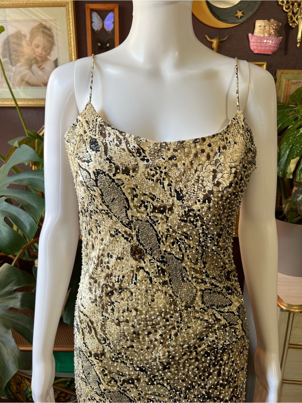 Vintage Y2K Snake Print Embellished Gown - Picture 3 of 14
